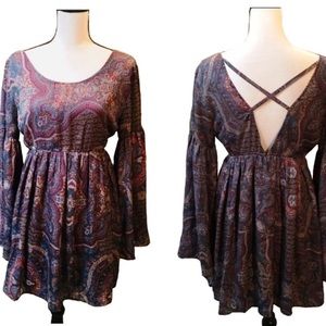 Altar’d State Paisley Long Bell Sleeve Boho Top